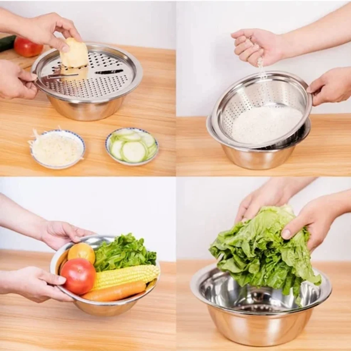 3 IN 1 VEGETABLE CUTTER WITH DRAIN BASKET